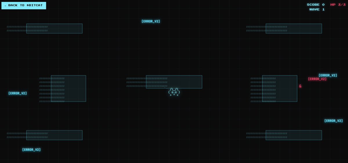 bitcatstonk's tweet photo. First Bitcat game "Glitch Hunter" live on our web 

GO TEST IT OUT

https://t.co/yaCUXE5zGu https://t.co/QrhS8XTx3A