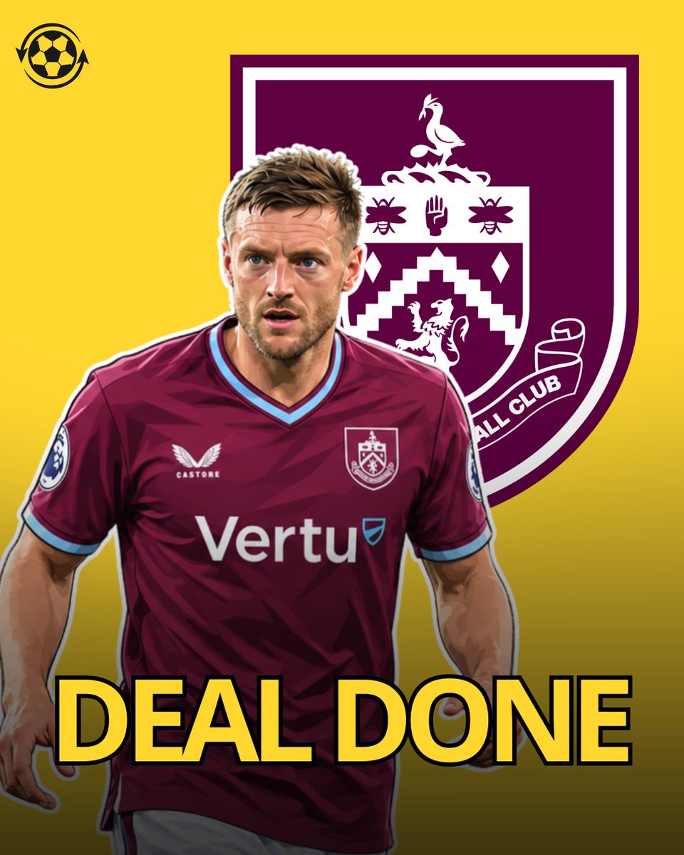 DeadlineDayLive's tweet photo. 📝 𝗗𝗘𝗔𝗟 𝗗𝗢𝗡𝗘: Burnley have signed Jamie Vardy on a contract until the end of the season.

🗣️ Vardy: "I'm really happy to now be here at Burnley.

This club has a proper footballing history and passionate fans who deserve a team that represents them and their town.

I can’t wait to get going on the pitch and help the team move in the right direction."

(Source: @BurnleyOfficial)