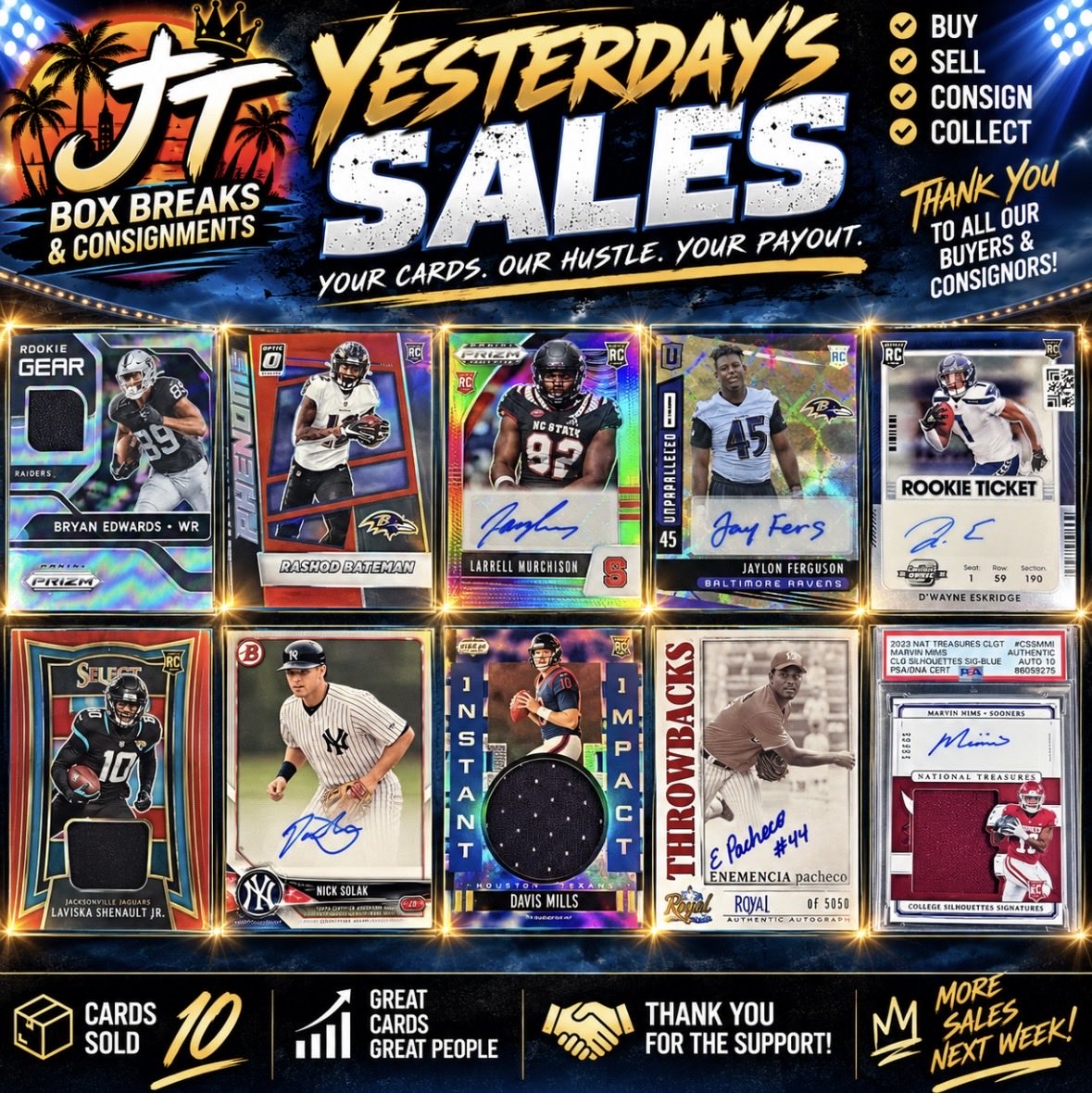 JTBoxBreaks's tweet photo. Yesterdays Sales! https://t.co/SjWqsP1Wm7