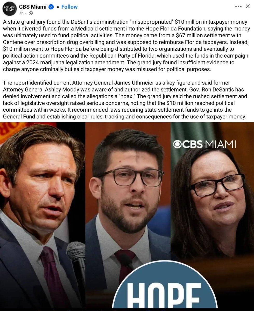 CitizenXDissent's tweet photo. @AshleyMoodyFL Moody, Uthmeier, and Desantis should never be trusted in government again. https://t.co/XlTZHOO6M4