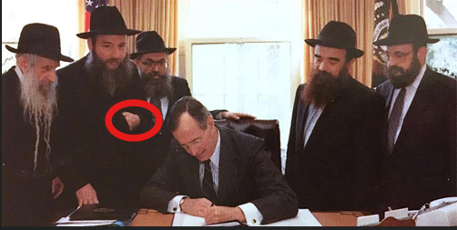 ich1banF40's tweet photo. She is right in her overview but the control mechanism of Zionism are not Jews, it is Freemasons. 

The LGBTQ agenda and the Noahide Laws were passed under the orchestration and full guidance of Freemasons (both Gentiles and Jews acting as Masons).

George H.W. Bush, highest ranking Mason as a Skull & Bones, first signed the Noahide Laws in 1991.

The Lubavitch who helped Bush sign those laws were Masonic - there is a well known photo (2nd image) where the Lubavitcher standing next to Bush is performing the Master of the 2nd Veil sign of the Royal Arch Mason degree.

The 6-Pointed Hexagram on the Israeli flag appears first on the US Seal and $1 Bill 100s of years before it ever appeared on secular flag of Israel.

The Hexagram is a Masonic symbol, not Jewish.

Dispensationalism, which is the hermeneutic used to interpret the Bible that most Evangelicals believe and maximally promotes Zionism to the point of idolatry also was created by John Darby in the 1800s.

John Darby used Theosophical terms in his writings everywhere. Theosophy is a religion started by Helena Blavatsky that worships Satan as God per her own words. 

It's all designed to push the world into a One World Religion and One World Government.