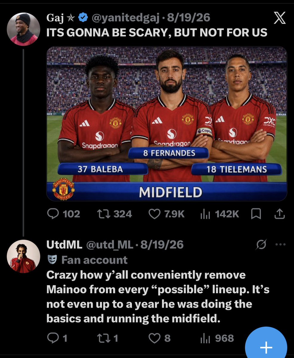 utd_ML's tweet photo. @yanitedgaj It was you who conveniently removed Kobbie from a possible UCL starting lineup. Now you’re making edits. Hypocrisy at its finest. https://t.co/3fPXXzGkyI