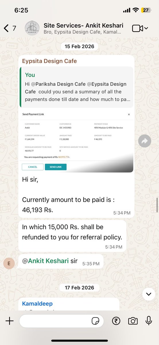 ankitkeshari31's tweet photo. Zero response to follow-ups
I have screenshots of all commitments. This isn't just a refund issue—it's about honoring agreed terms. @DC_DesignCafe, I expect accountability &amp; resolution within 7 days.
Please Let me know if any additional details are required from my end. https://t.co/Gufr275Rwh