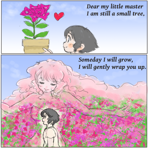 tororo5963's tweet photo. ブーゲンビリア　The Story of Bougainvillea
・以前外国の方向けに描いた絵のリメークです https://t.co/jiPPJLB2Pb