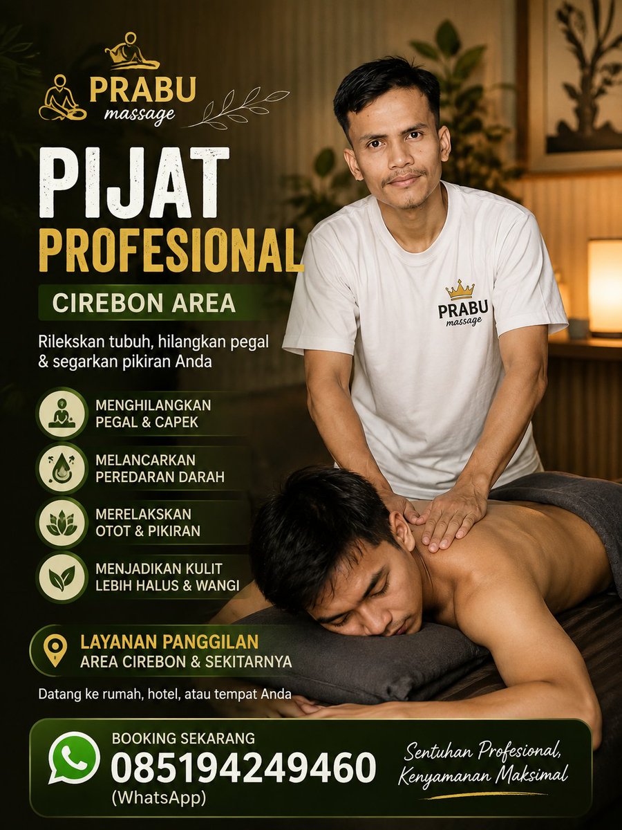 Prabumassagee's tweet photo. Prabu Massage back to Cirebon Area
Layanan jasa pijat panggilan jakarta dan sekitarnya..
����Pijat tradisional 
🌟Pijat refleksi 
🌟Luluran
Boking dan reservasi jadwalnya, hubungi kang prabu ..
📞085194249460
📞085759120467
tidakmelayani++
Tidakmenerimadadakanorder
#pijatcirebon https://t.co/YAV4UJjHCG