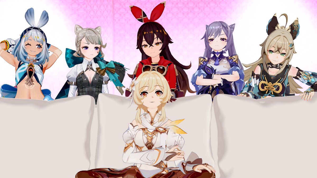 SandbinaYuriiii's tweet photo. lumine got invited to the bunny girl and cat girl party... for some reason... https://t.co/CPNbeWeahe
