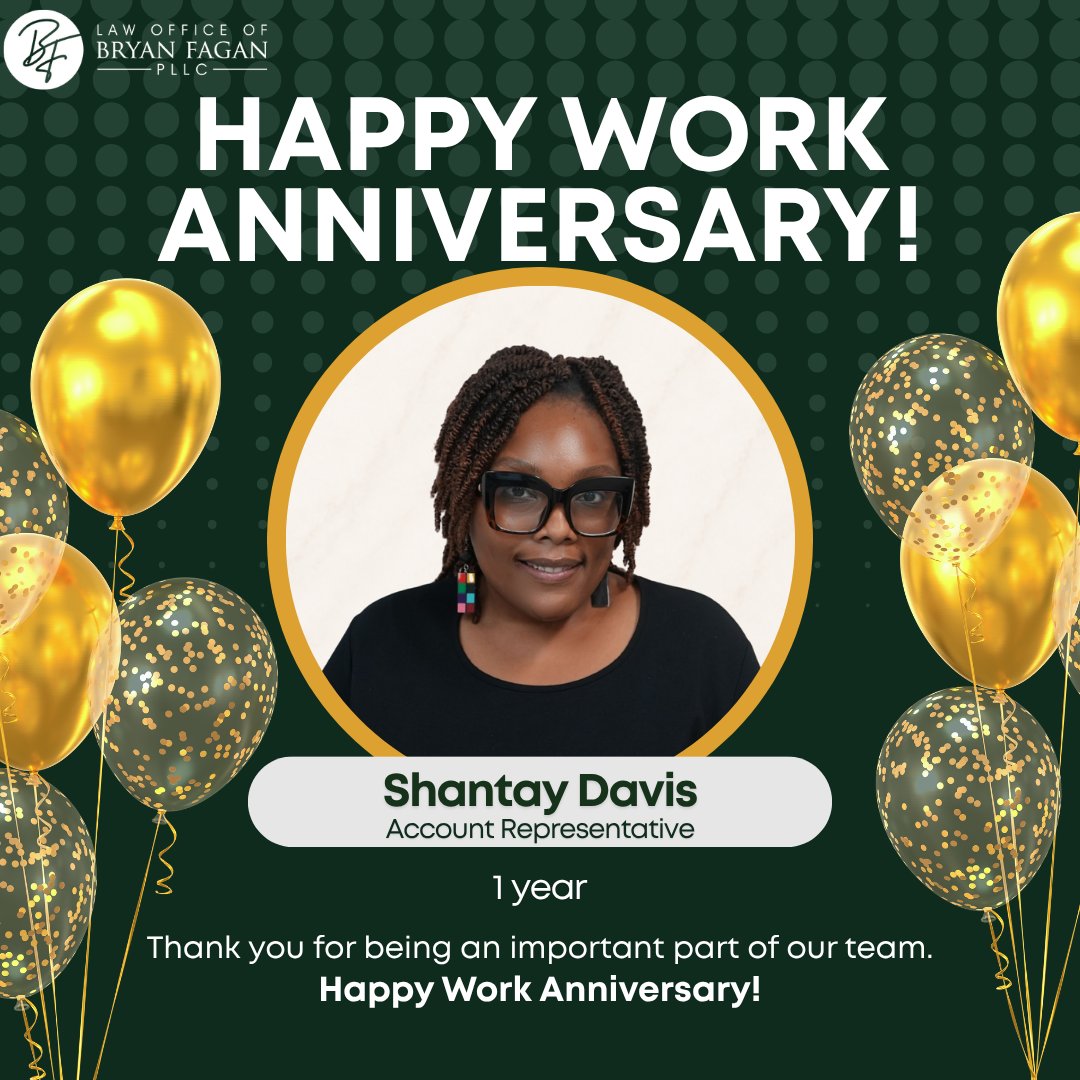 bryanfaganlaw's tweet photo. Work anniversaries to celebrate this week! 🎉

🎉 Carl Ritter — 5 Years
🌟 Lydia Kariuki — 4 Years
✨ Angelica Montenegro-Johnson — 1 Year
💫 Shantay Davis — 1 Year

These team members show up every day for the families we serve, and their dedication genuinely makes a difference in the lives they touch. We are so grateful to have each of them on our team. Drop a 🎉 to help us celebrate!

#WorkAnniversary #TeamBryanFagan #HoustonLaw #LawFirm #Grateful #TeamAppreciation