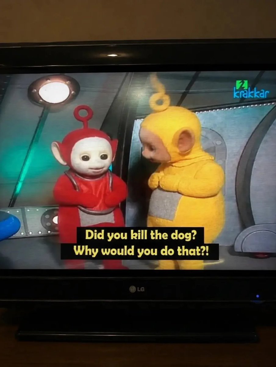 SurreMediaFacts's tweet photo. In October of 2012, an Icelandic television station had a technical error, and the subtitles from an episode of The Sopranos titled "The Strong, Silent Type" was aired when the Teletubbies was being broadcasted.
The show didn't have any subtitles and was only dubbed in Iceland. https://t.co/ghZgj7tnQn