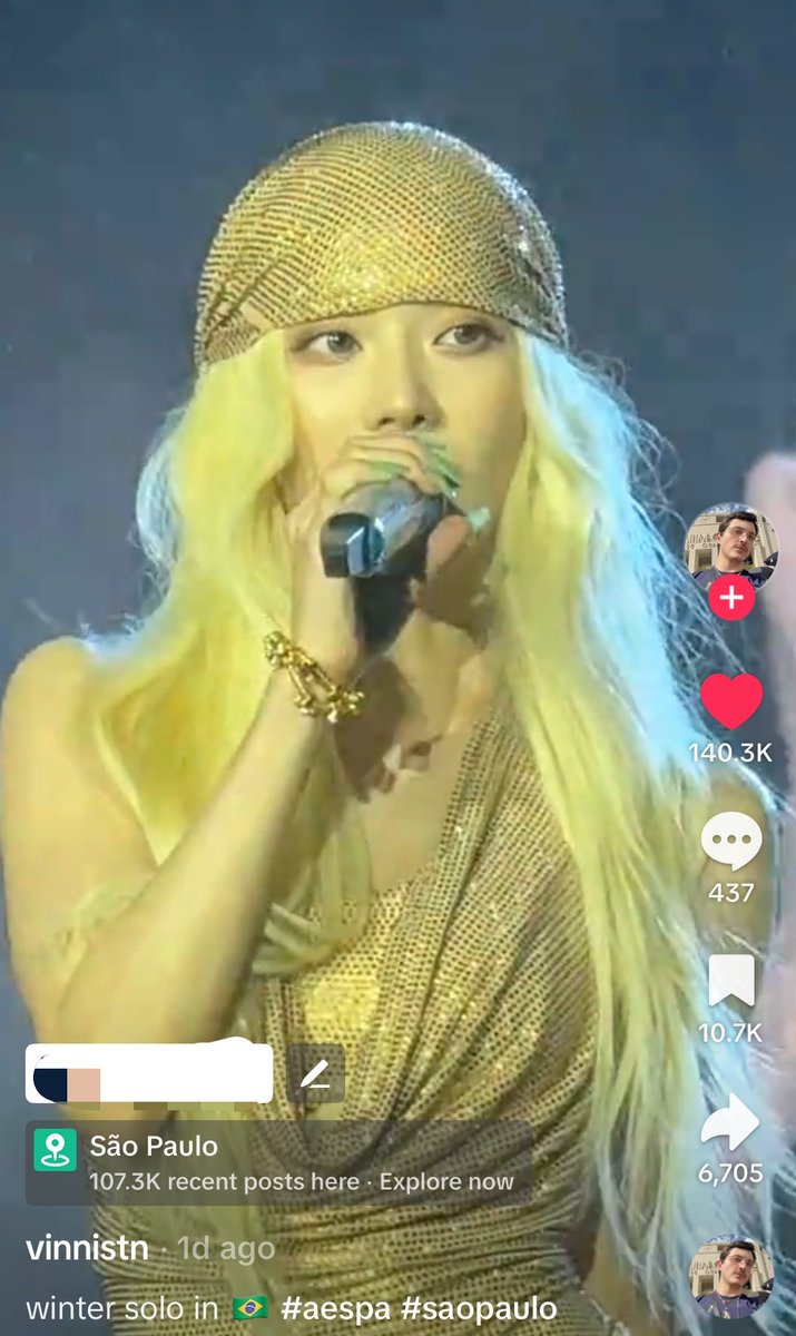 wntercharts's tweet photo. A video of #WINTER performing her solo 'Saddle Up' at São Paulo, Brazil has gone viral surpassing 500k views and 140K likes on TikTok. 

— The comments are filled with Netizens complimenting her stage presence and vocals https://t.co/3GD4xGeYNM
