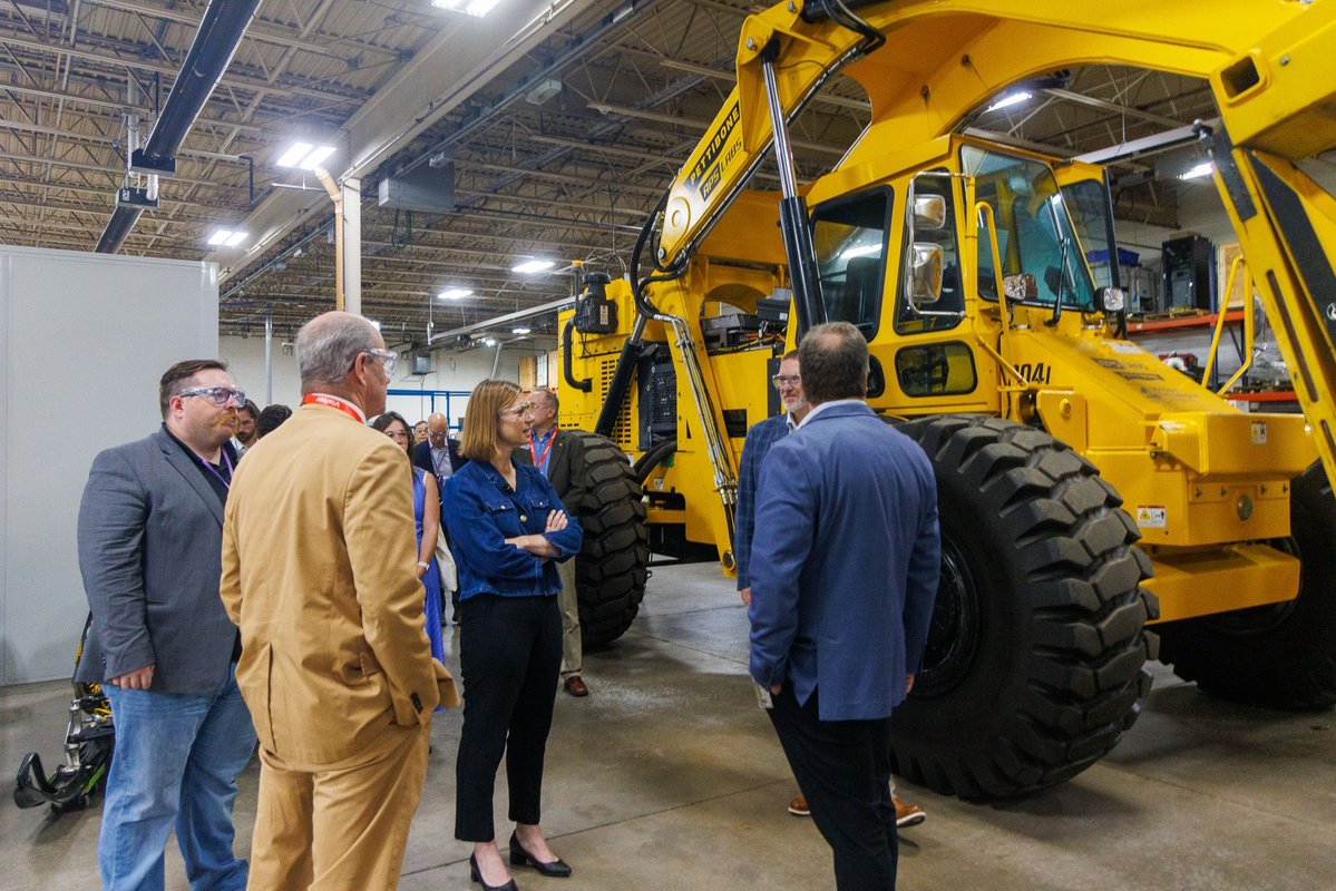 SenatorSlotkin's tweet photo. A LOT of incredible, future-focused work is happening at @michigantech. I got the grand tour this morning of some of the incredible research happening here — from vehicles for the defense industry and climate science with their proprietary Pi Cloud chamber (a unique kind of cloud chamber pioneered by Michigan Tech that creates clouds in a controlled environment with moist, turbulent air currents), to the Great Lakes Research Center where they have autonomous vessels studying the Great Lakes and their work researching the minerals we need for our newest technologies.