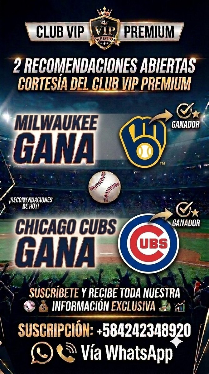 DUMONT81's tweet photo. Voy a dejar 2 Regalos que me gustan para hoy en la MLB ⚾ para todos mis seguidores 💪😎 

⚾ Milwaukee Gana 
⚾ Chicago Cubs Gana 

Si quieres saber el resto de mi información suscríbete a +584242348920 📱

#Deportes #parley #clubvippremium #asesoria #mlb #directas #morochas https://t.co/oaMS9TuF2c