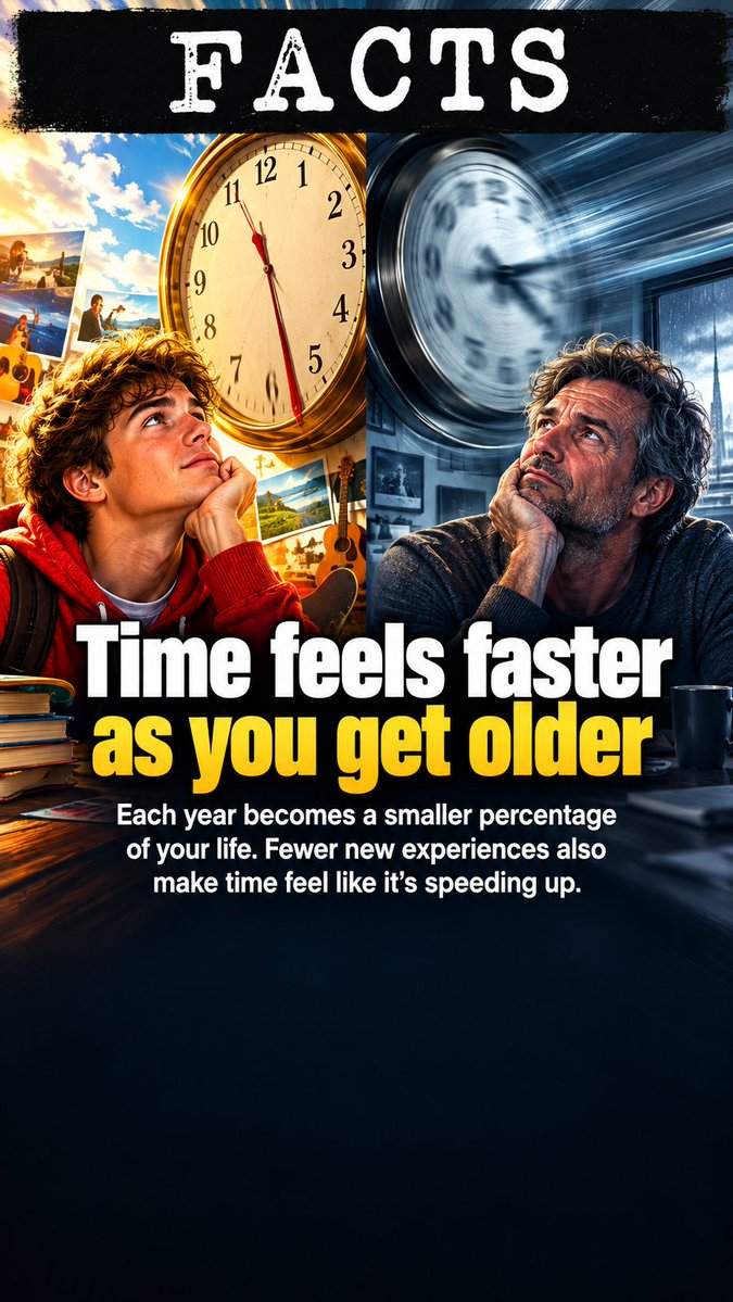 PeanutGalerry's tweet photo. #timeflies #everydayfacts #psychologyfacts #didyouknow #aging #brainfacts #mindblown #shorts #interestingfacts #lifeFacts #sciencefacts #relatable #gettingolder #timetruth https://t.co/qetbrwzmhG