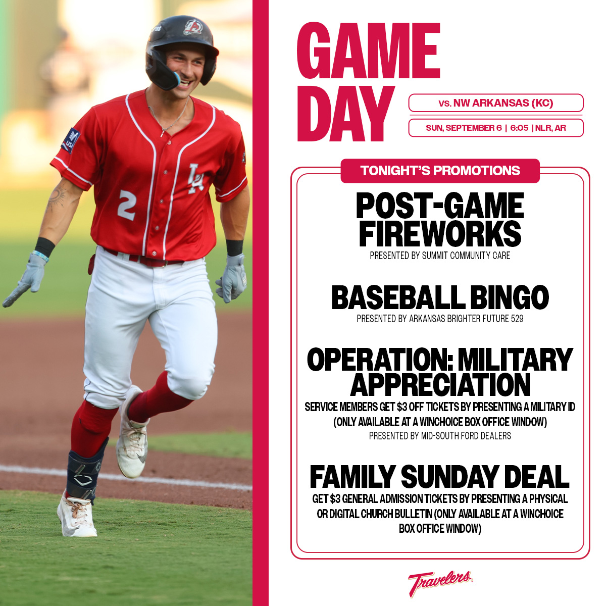 ARTravs's tweet photo. Season Finale.🎆 

Tonight, join as the Travs take the CHI St. Vincent Field for the last time in 2026. Then stick around for post-game fireworks as we celebrate another amazing season of Travs Baseball! 

🎟️: https://t.co/LIF6PfX7g8 https://t.co/ZQ6wFTiDVl