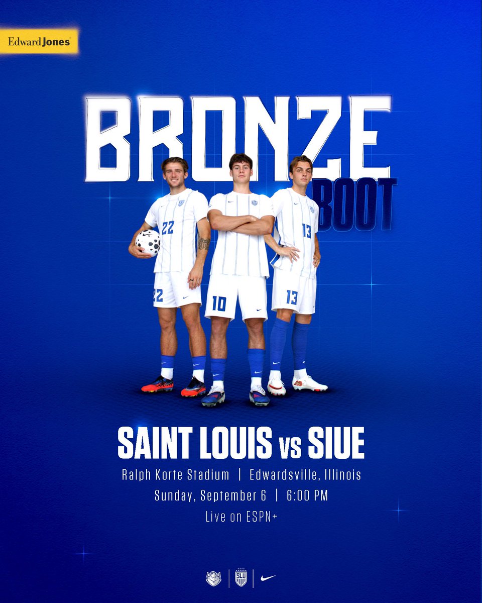 SLUMensSoccer's tweet photo. BRONZE BOOT time.
🆚 SIUE
🗓️ Sunday, September 6
🕑 6:00 P.M.
��� Edwardsville, IL
🖥️ https://t.co/t5lO9RXfF8
📊 https://t.co/8TYntlqZeF
#BeBold #BeBlue 🔵 https://t.co/96izHtWFSs