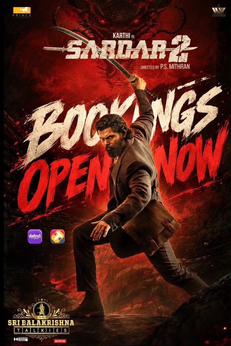 SBKTalkies's tweet photo. The roar of #Sardar2 begins NOW! 💥
@Karthi_Offl is back with a vengeance! 🔥
🎬 SARDAR 2 – BOOKINGS OPEN NOW!
🎟️ Book your tickets and experience the action BIG & LOUD at Sri Balakrishna Talkies, Thoothukudi! 🍿🔥
#Sardar2 #Karthi #PSMithran #BookingsOpen #SriBalakrishnaTalkies #Thoothukudi #TamilCinema #KarthiFans #ActionBegins #BookYourTickets
