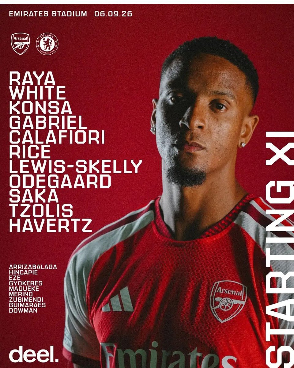 CoventryCityPL's tweet photo. 🔴 Skład na mecz 👇 

Raya - White, Konsa, Gabriel, Calafiori, Rice, Lewis-Skelly, Odegaard, Saka, Tzolis, Havertz

📷: @Arsenal
#ARSCHE
1/3 https://t.co/EvtUsMZVkx