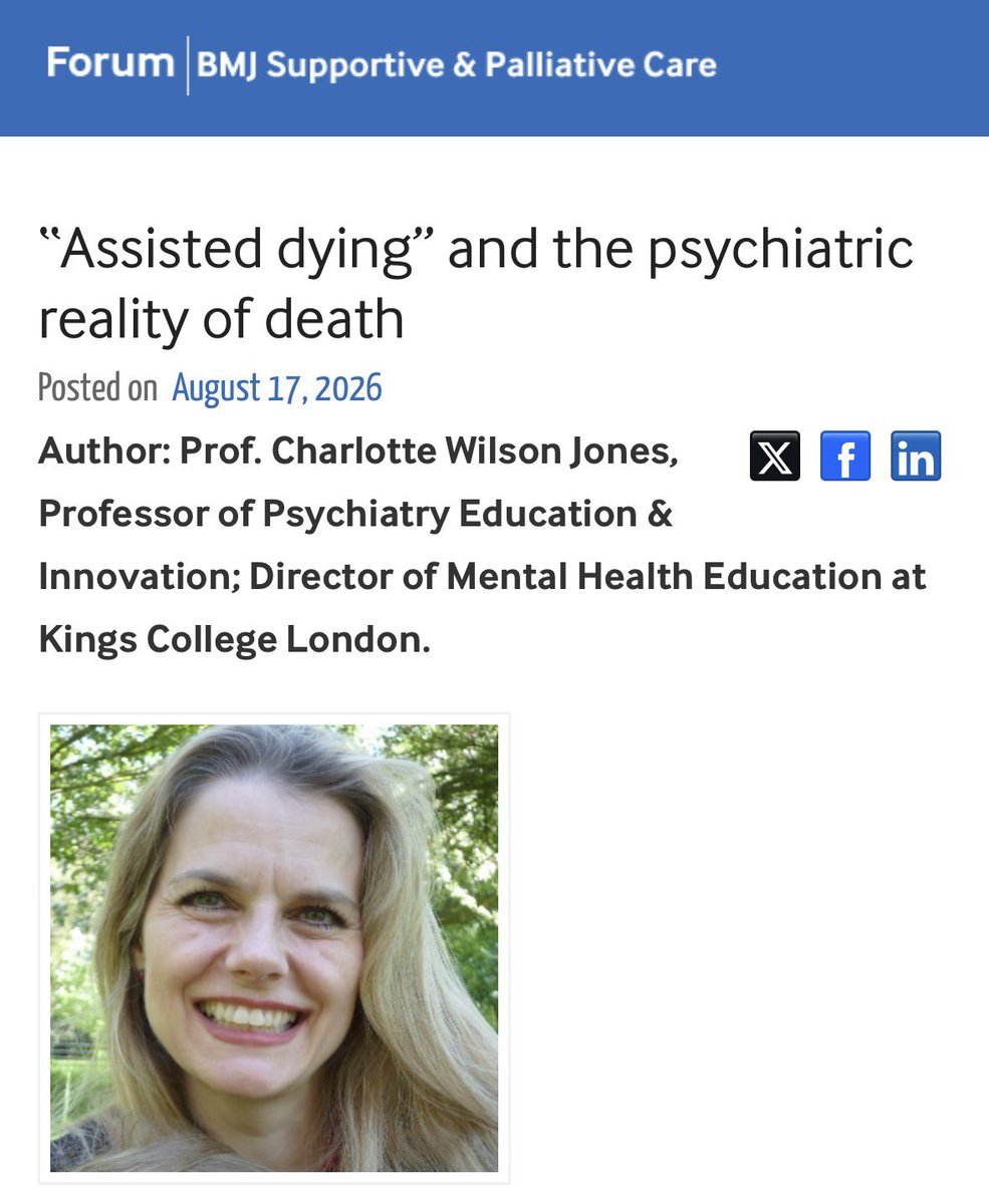 LoisMcLatch's tweet photo. 🚨WOW: From a top end-of-life psychiatrist and Kings College Prof in the BMJ:

“ALL my many patients who initially wanted their lives to end, including some who discussed assisted death abroad, did not continue to want [it] once they had received appropriate support” 🔥👇 https://t.co/aj3fZeTkRc