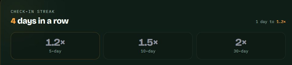 0xNothingCore's tweet photo. Here, if you do daily check in for 30 days u get 2× points
#SOH https://t.co/iznJ7AGplv