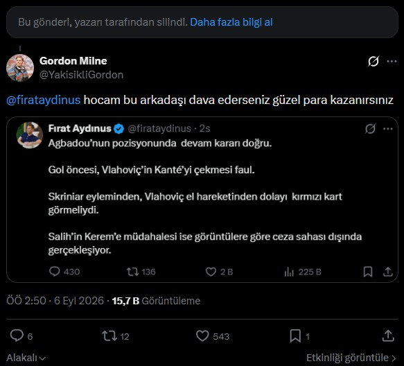 YakisikliGordon's tweet photo. @sercanhamzaolu Algıyı başlat sonra kaç sercan efendi :D https://t.co/3v2wfqkfRv