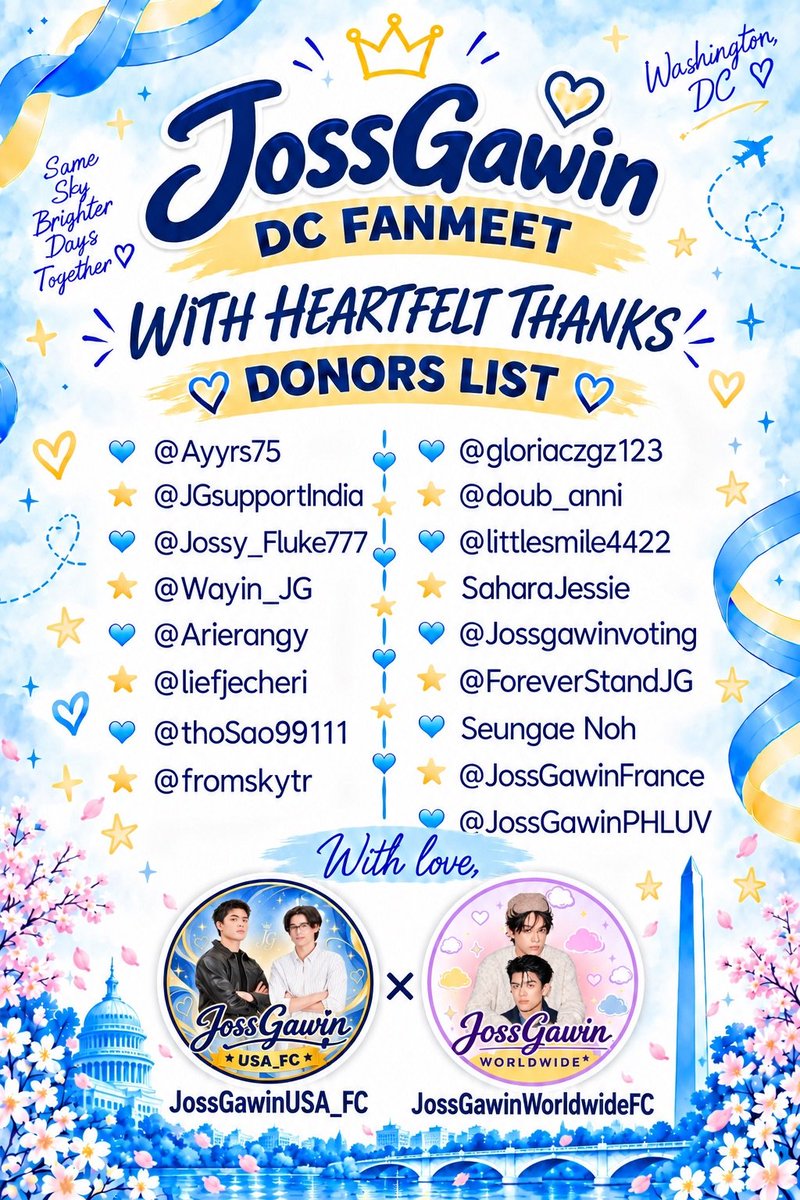 Jossy_Fluke777's tweet photo. A huge THANK YOU to all our amazing donors for supporting our Standee & Food Support Project for the JossGawin Washington, DC Fan Meet! 

Made possible through the collaboration of @JGWorldwideFC × @JossGawinUSA_FC . 

Your love and support mean so much! 

JOSSGAWIN IN DC R1

#JossGawinFMinDC