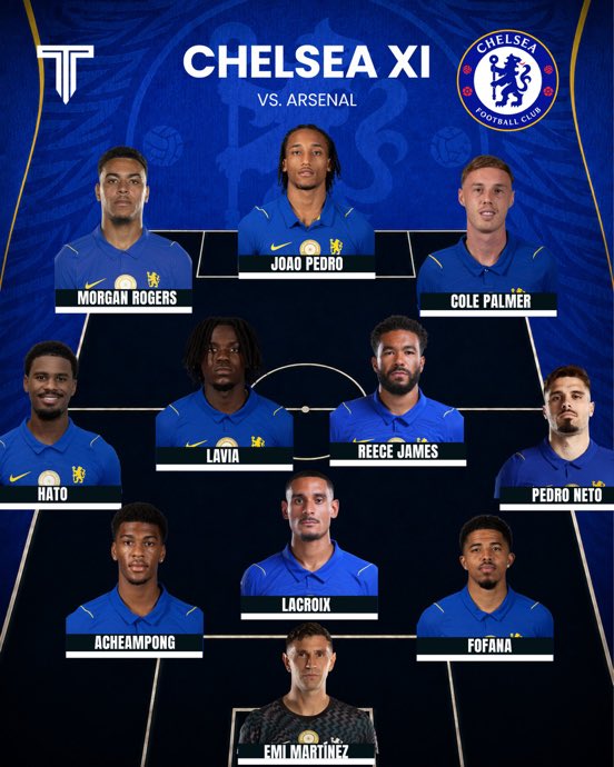 mrgeneral_1's tweet photo. ๐จ๐ด๐ต ๐ข๐๐๐๐๐๐๐: Arsenal & Chelsea XI for the London Derby!
๐๏ธ Emirates Stadium
โ๏ธ Arsenal ๐ Chelsea
Two giants. One derby. Let the battle begin! ๐ฅ
#ARSCHA #Arsenal #Chelsea #CFC #AFC #LondonDerby #PremierLeague https://t.co/5P3a2CO7ap