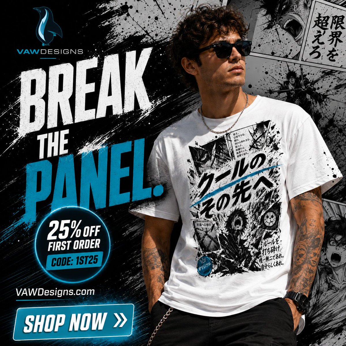 VAWDesigns's tweet photo. Big energy. Clean fit. Graphic made to stand out.
If you like bold streetwear with manga edge, this one hits.
Take 25% OFF your first order with code 1ST25 at https://t.co/dEWApmQJkY.
#VAWDesigns, #MangaStyle, #AnimeInspired, #GraphicTee, #StreetwearFashion, #AnimeFashion, https://t.co/V4YUUCncrg