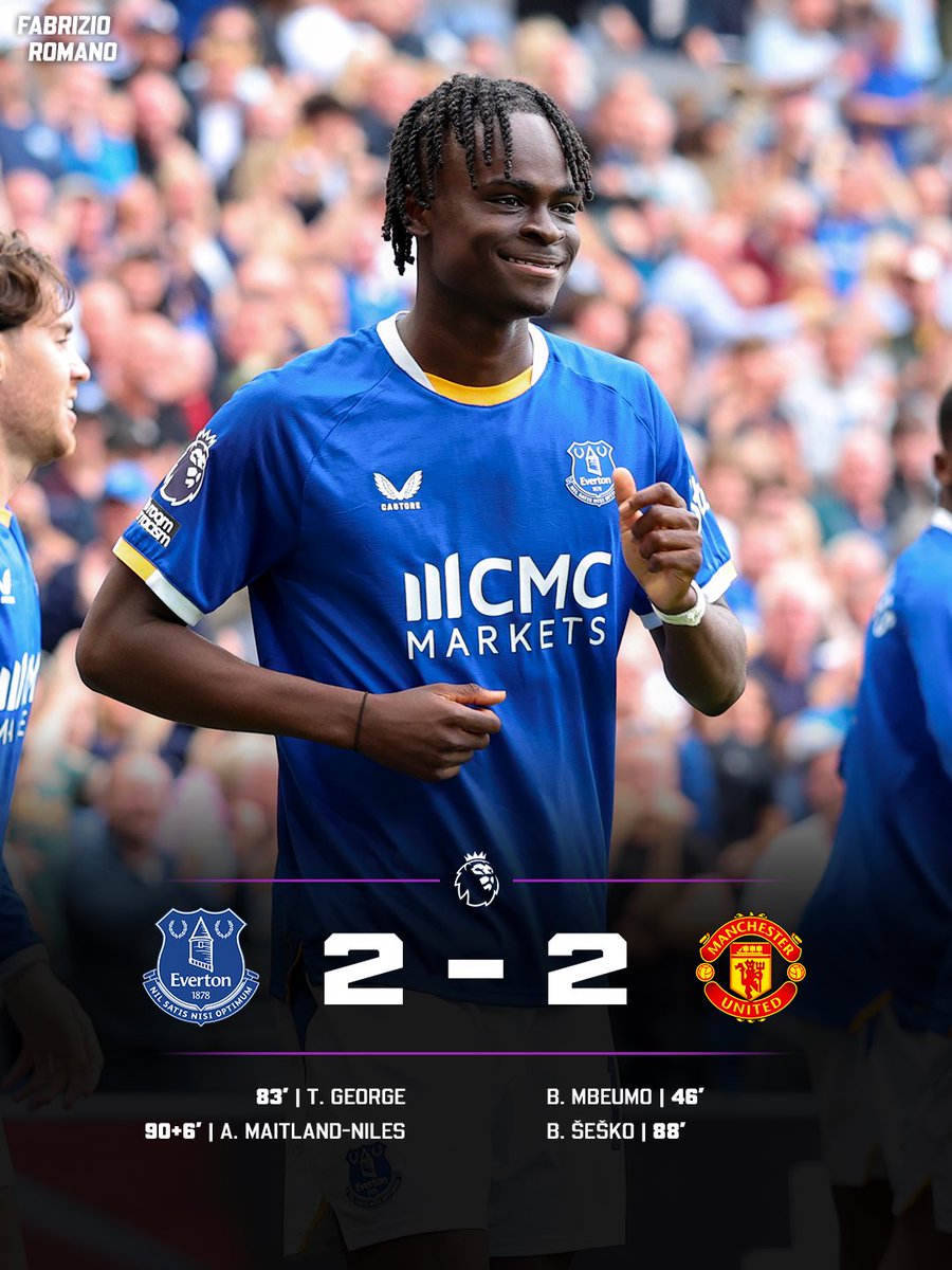 FabrizioRomano's tweet photo. 🔵💥 Everton save late point against Man United!

Who’s been your Man of the Match? https://t.co/fy0W8wUKAz