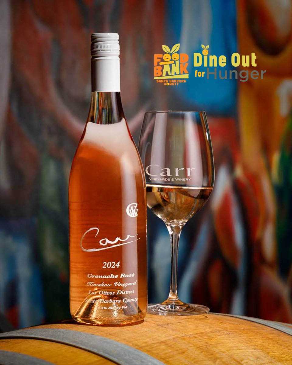 CarrWinery's tweet photo. We’re joining Foodbank of SBC for their #DineOutForHunger campaign this September!

We’ll donate $1 for every glass of Grenache Rosé purchased to benefit the Foodbank of Santa Barbara County and help fight food insecurity in our community!

#FoodbankofSBC #HungerActionMonth https://t.co/YT3FRfcrrw