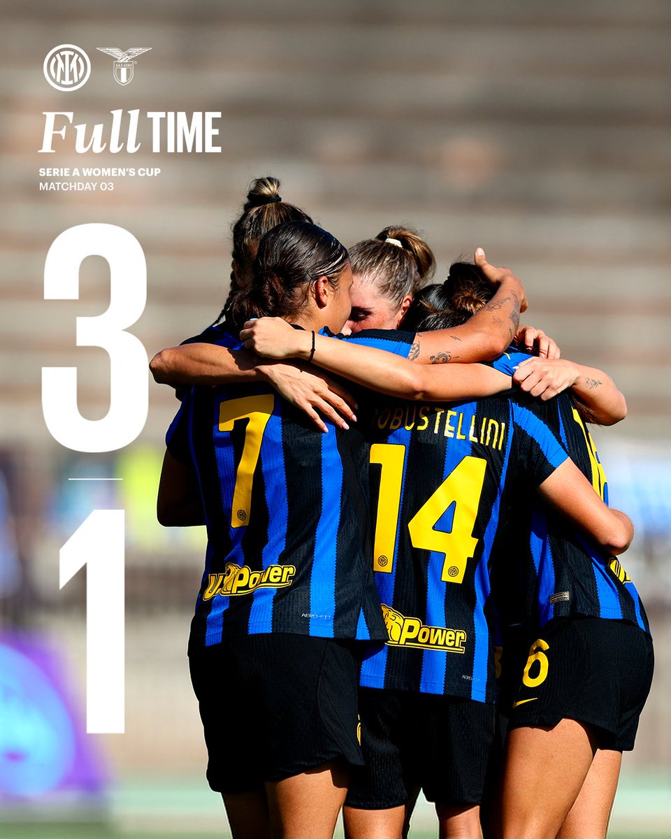 Inter_Women's tweet photo. Un'altra vittoria per le nostre 𝑵𝑬𝑹𝑨𝒁𝒁𝑼𝑹𝑹𝑬
#InterLazio finisce 3-1 ⚽️⚽️⚽️
Brave ragazze! 🖤💙 https://t.co/eVAXtcXHWJ