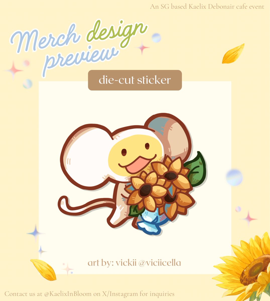 KaelixInBloom's tweet photo. merch preview.ᐟ🌻 

✦ die-cut sticker

our next sticker design was made by the incredible artist @viciicella!

preorder 🔗 for fanpacks (local &amp; international) in replies/bio! all prices in SGD https://t.co/4r7D6L4YXk