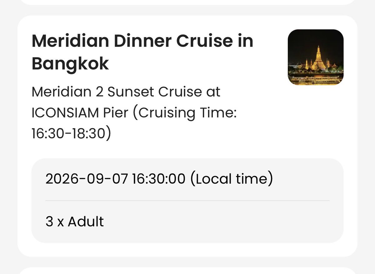 queerisy's tweet photo. WANT TO SELL / TAKE OVER DINNER CRUISE BANGKOK 🇹🇭🚢

aku dan teman ku harusnya terbang hari ini dari Jakarta dan udah punya booking dinner cruise untuk besok di Bangkok tapi karena force majeure akibat abu vulkanik, penerbangan from/to Jakarta jadi dicancel 😭

sayangnya aku booking dinner cruise dan ini ga bisa dicancel, jadi daripada hangus aku mau jual ke siapa pun yang kebetulan lagi ada di Bangkok atau punya jadwal free besok!

📅 7 September
⏰ 16:30 Sunset Cruise (Meridian 2 Sunset)
👥 3PAX￼
💰 Harga: 297.000 / Orang 

kalau mau nego boleeh :(

kalau ada yang berminat atau kenal teman/keluarga yang lagi di Bangkok, please bantu RT yaa 🥹🙏

boleh banget DM untuk detail booking dan proof reservation. thank you!￼ <3