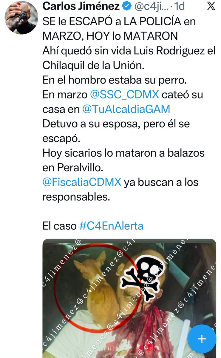 c4jimenez's tweet photo. TIROTEAN a PAREJA SALIENDO del VELORIO del CHILQUIL de LA UNIÓN
Sicarios en moto balearon la camioneta en la q iban Gerardo Hdz y una mujer aún no identificada.
Salían de una funeraria en La San Rafael donde velaban al Chilaquil, asesinado en Peralvillo.
Ella murió, aunq no recibió ningún tiro.
A él se lo llevaron grave.
Es la guerra entre La U y la AntiU.
@SSC_CDMX y @FiscaliaCDMX indagan.