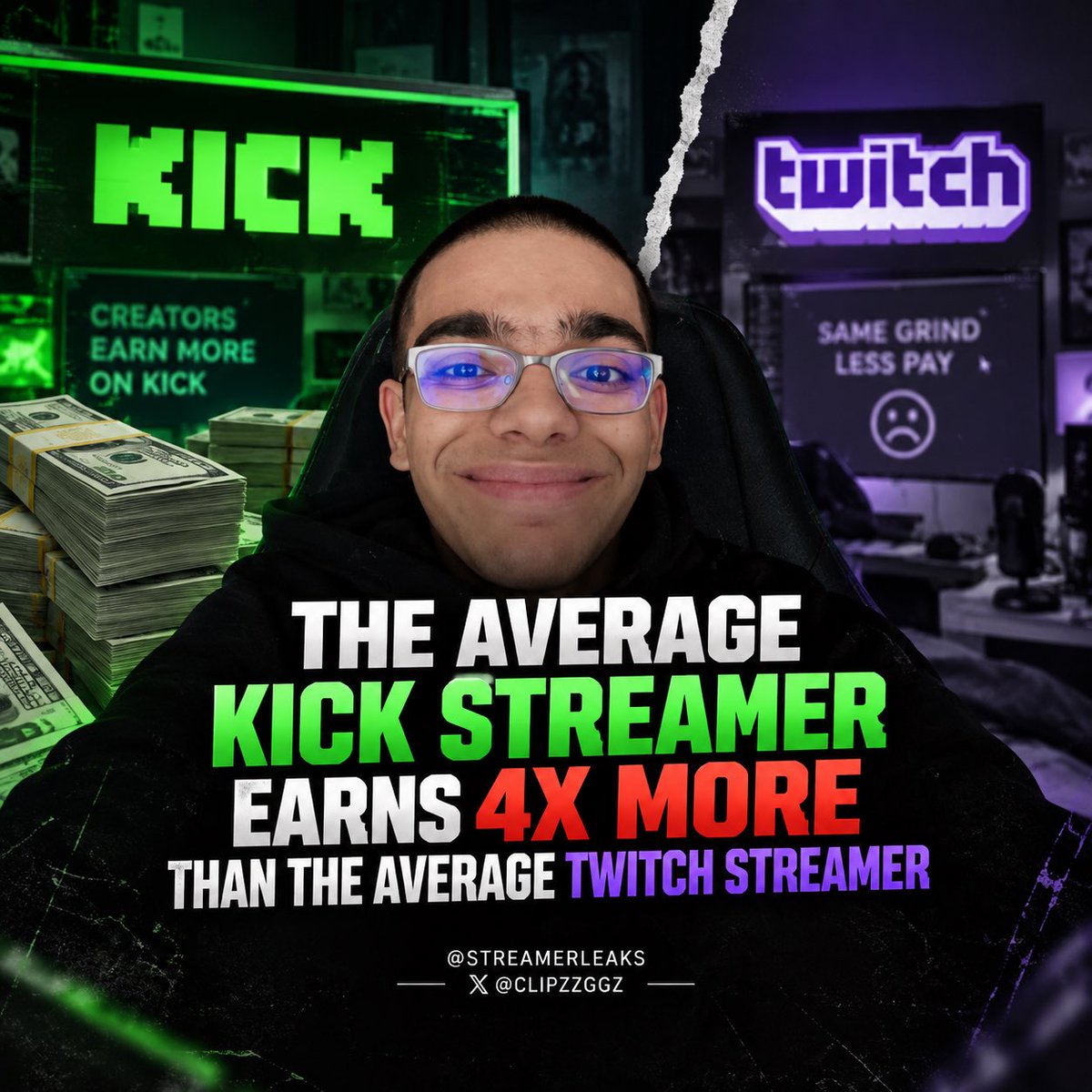 clipzzggz's tweet photo. Kick streamers reportedly earn 4X MORE than Twitch streamers on average 👀💰

If the money’s better… why stay on Twitch?

Follow @clipzzggz for streamer news before it hits your timeline. https://t.co/QqBahNrgmP
