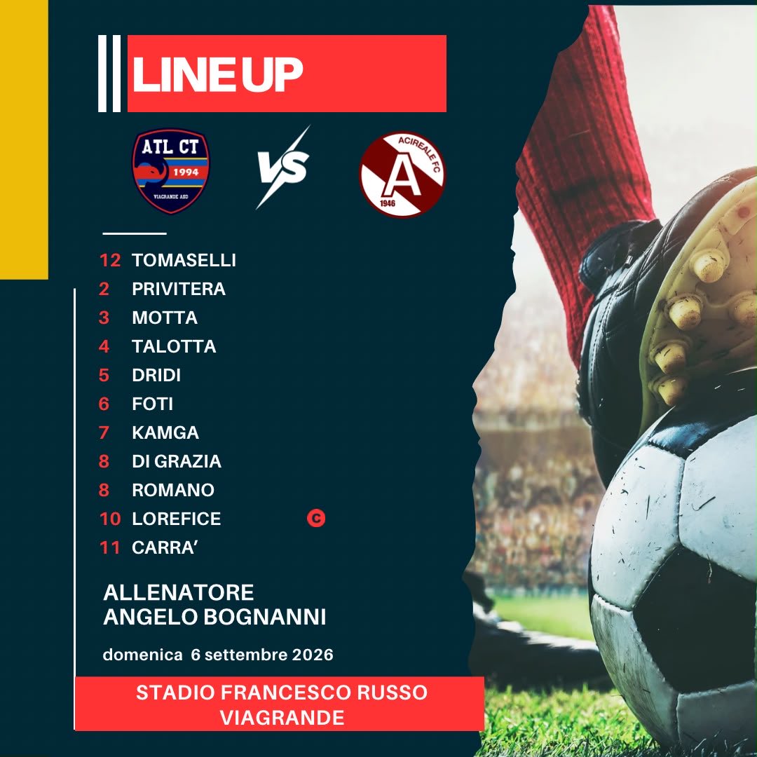 ImesiAtletico94's tweet photo. Gara di ritorno di Coppa Italia contro l’Acireale: questa la formazione iniziale schierata da mister Angelo Bognanni https://t.co/7htdyka66f