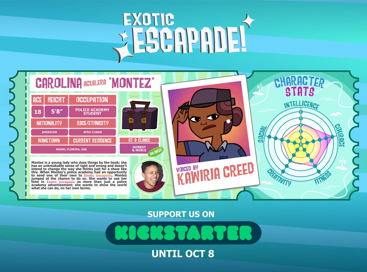 ExoticEscapade's tweet photo. RE-INTRODUCING our upstanding cadet! Carolina Montez! 🚨

Law and order! She’s here to stick to her morals and play the right way on EXOTIC ESCAPADE! ✨

🔗 Support the EE Kickstarter TODAY! 🌴🌟💫 https://t.co/aHM466pJ8s

#eetwt #ExoticEscapade https://t.co/dlVd7tmj3K
