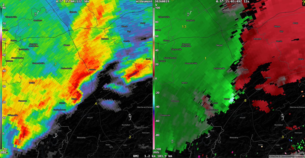 GerWeather's tweet photo. The tornado outbreak on August 19th was largely set off by a supercell which developed over N France. It eventually merged with a trailing line of storms in Germany, and gradually opened up into a broader bookend vortex. In the process, the storm became a serial tornado producer. https://t.co/JMXirtW0J4
