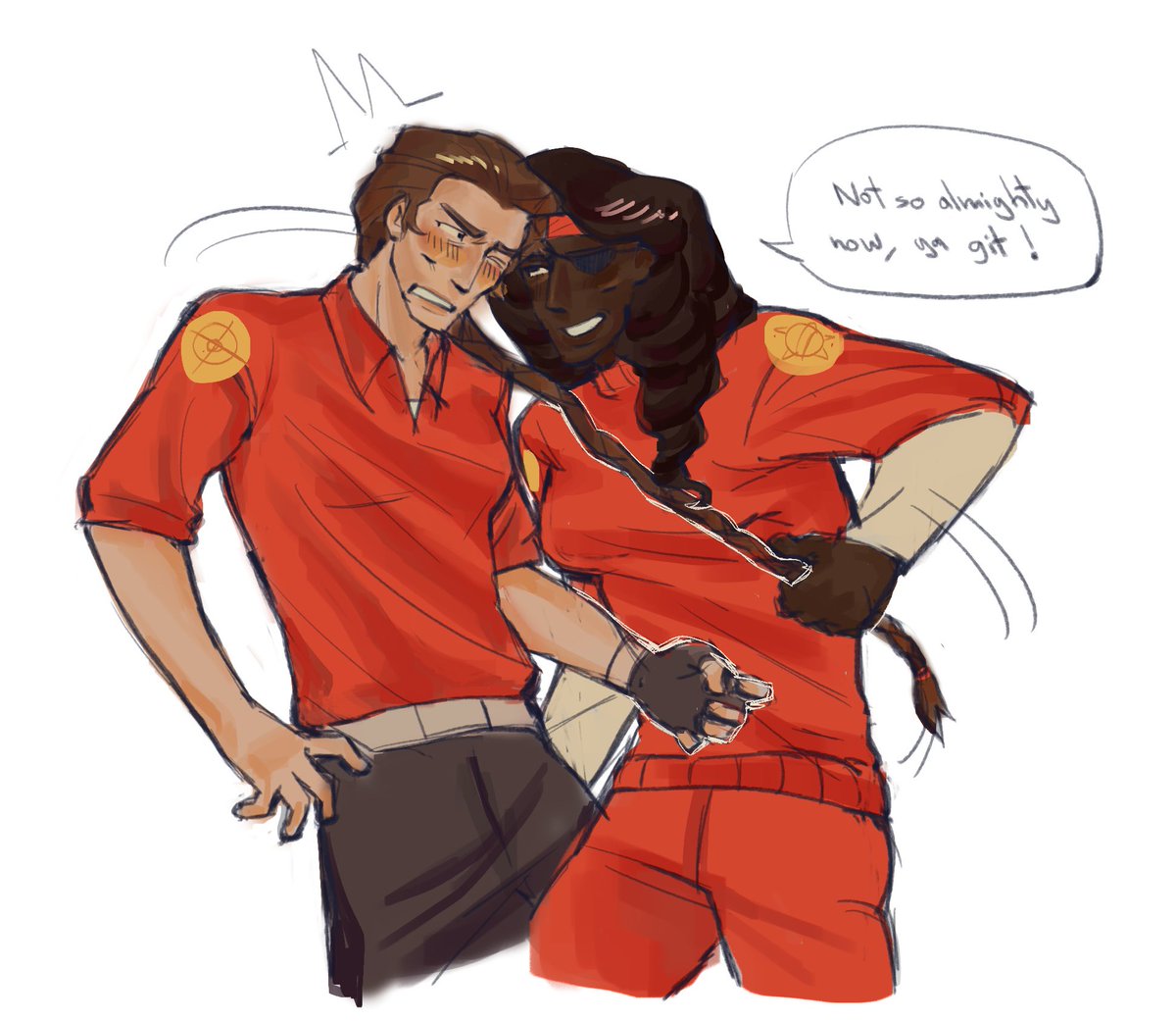 starsskipper's tweet photo. The girls are fighting!!!! Yuri #swordvan #tf2sniper #tf2demoman https://t.co/QtWU1IZN8q