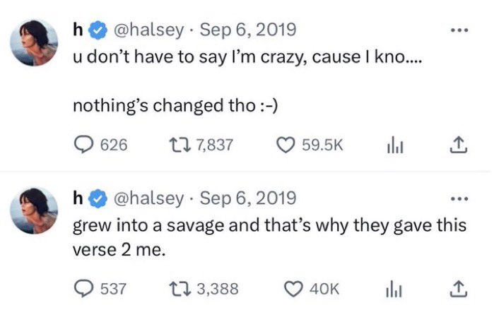 throwbackhals's tweet photo. On this day 7 years ago, September 6th 2019, Halsey’s iconic collab with Post Malone Die For Me was released. https://t.co/bjuS2MVqux