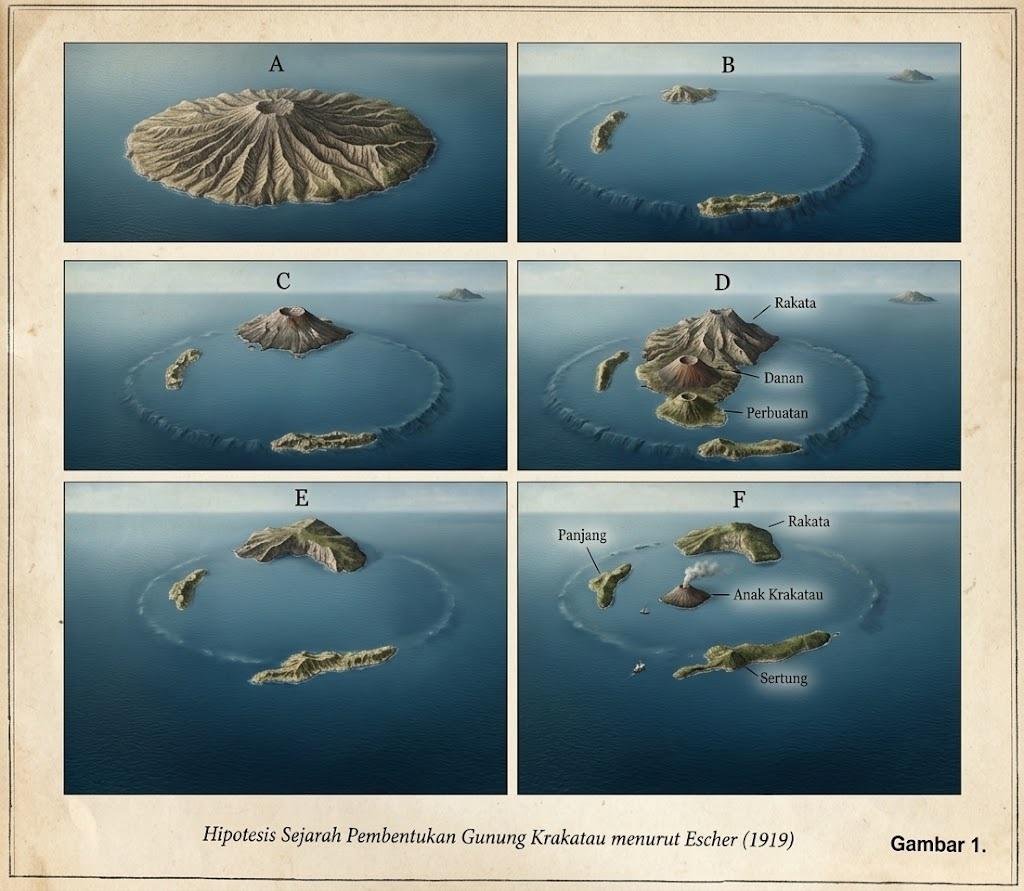 adharozak's tweet photo. Bentuk Gunung Krakatau sebelum kejadian bencana besar pada tahun 1883 sampai sekarang, bayangin aja gunung dari satu gitu sampe hampir rata habis, sebesar apa ledakannya.

dan sekali lagi, tidak ada alasam bagi manusia untuk jadi sombong https://t.co/8PTYJ0bynk