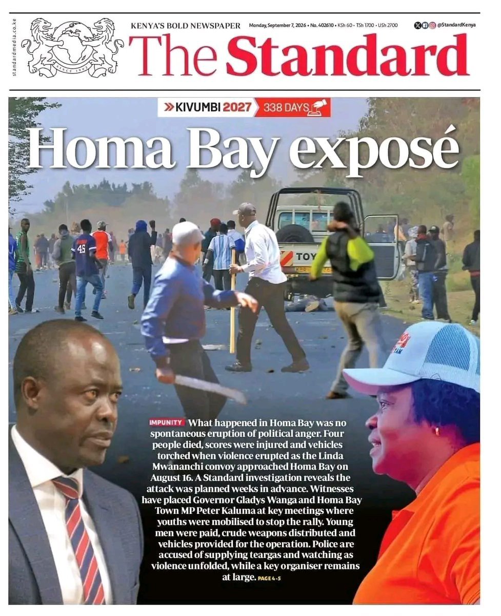 That_1_Benn's tweet photo. On the face of the Standard tomorrow! 

Homabay BloodyHands! https://t.co/3JRoj5AZU9