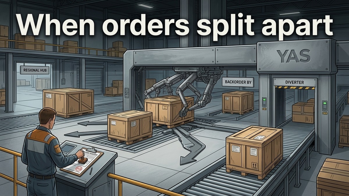 YASflows's tweet photo. Order routing looks simple until one order splits across warehouses. Regional stock limits, backorders, and partial shipments each change the route. Fixed off-the-shelf rules often become harder to manage than a custom flow built around those exceptions. https://t.co/NG7vFOolNM
