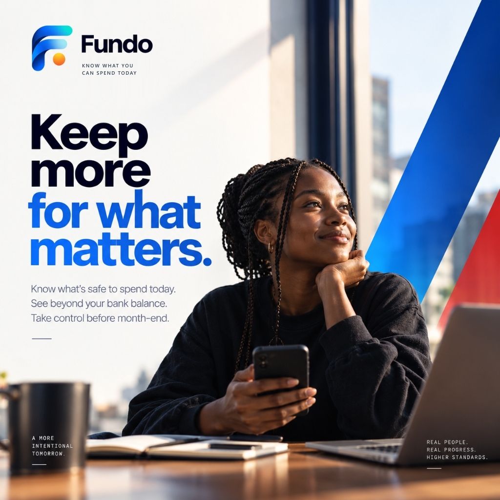 Stratafieldhq's tweet photo. Your bank balance is lying to you.

Having ₦180k across your accounts doesn’t mean you have ₦180k to spend.

Rent &amp; bills are coming.

We built Fundo to answer one question before you tap your card:

"How much can I safely spend today?"

👉 https://t.co/36L500Omn6 https://t.co/FBmXGKhOGr