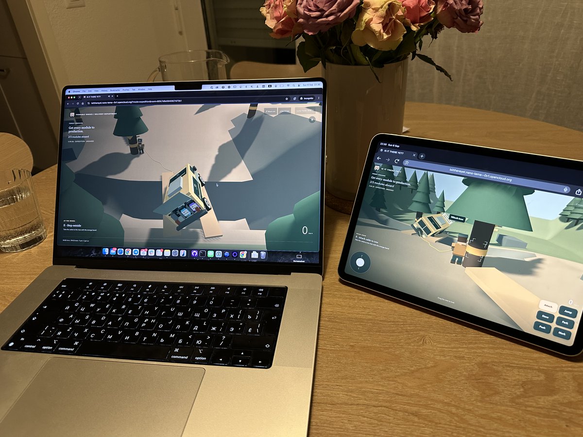 artkorotkikh's tweet photo. "Co-op next", I said yesterday.

Well, co-op is here.

You guys need to try harder though... the smallest #ICP nano cloud engine barely felt it.

Added a few more canisters (analytics + co-op rooms), and planks to get across the gaps.

Bring a friend and make it to production together.