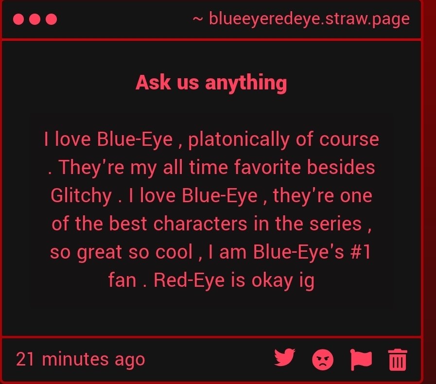 redeye_blueye's tweet photo. 1.❤️ WE ARE AS BEAUTIFUL AS ALWAYS
💙 BEAUTIFUL PIECE OF ART. NEVER STOP DRAWING US
--------------------
2. 💙 ✨️ Yeah, i get that a lot ✨️
❤️ 'OKAY' ?? I'LL TELL YOU I'M MORE THAN OKAY.
--------------------
3. ❤️ Hm, actually i never thought of that
💙 mm.. it's complicated. https://t.co/YXh6rBlf4w