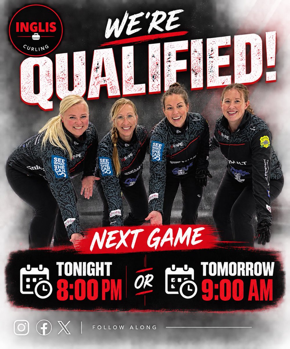 TeamInglis's tweet photo. WE’VE QUALIFIED!!! We wait to see when (and who) we face off against in the playoffs 🥌 Stay tuned 👀

Follow along with the scores at CurlingZone https://t.co/F4cWtZoyIi https://t.co/jdxdAu9vGD