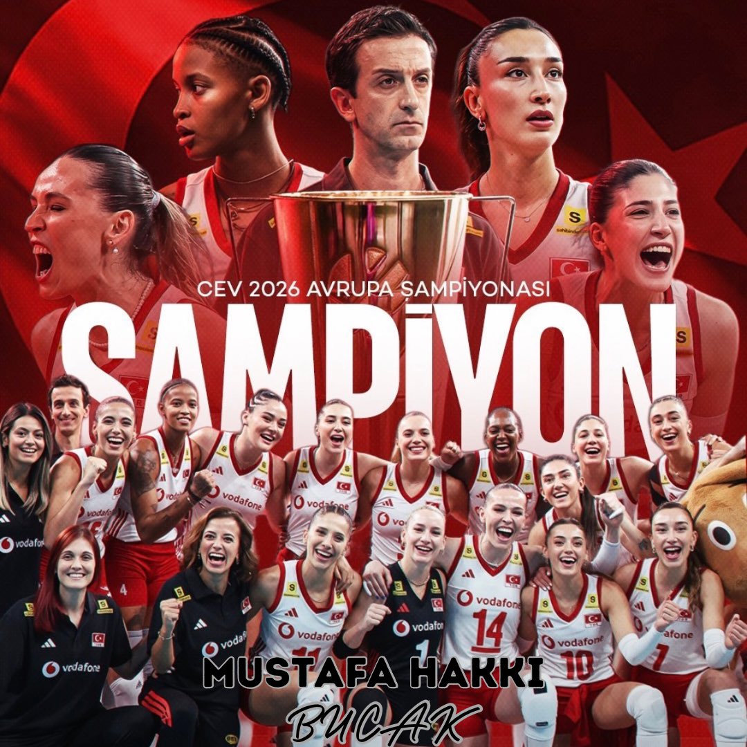hakkibucak's tweet photo. 🇹🇷🏐 ŞAMPİYON FİLENİN SULTANLARI! 🏆🇹🇷

Avrupa’nın zirvesinde yine Türkiye! ❤️🤍
Sahada gösterdiğiniz mücadele, inanç ve azimle bizlere tarifsiz bir gurur yaşattınız.

Her sayınızda heyecanlandık, her mücadelenizde sizinle gurur duyduk.
Avrupa Şampiyonluğu hepimize armağan olsun! 🇹🇷🏆

Tebrikler Filenin Sultanları!
İyi ki varsınız, iyi ki bizimlesiniz! ❤️🤍🇹🇷