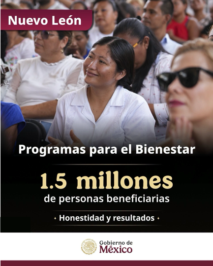 Valencia_Guzman's tweet photo. #2InformeDeGobierno | Desde Nuevo León, nuestra presidenta @Claudiashein informó que más de 1.5 millones de personas son beneficiarias de los #ProgramasDeBienestar.
Con hechos, seguimos avanzando para construir un México más justo, próspero y con bienestar para todas y todos. https://t.co/bpuEaaMKn2