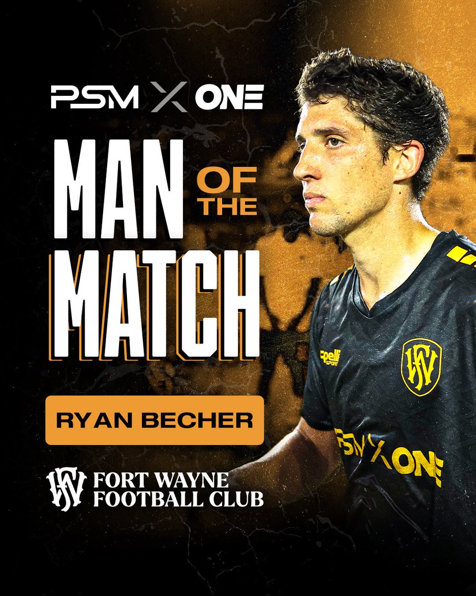 FortWayneFC's tweet photo. Ryan Becher had a beautiful second-half goal, heading in a Javier Armas corner kick Saturday night, and he’s our Man of the Match, presented by PSMxONE. 

We’re back on the pitch this coming Saturday at Greenville. 

#fortwaynefc #soccer #manofthematch #builtnotgiven https://t.co/0mVtFMVzm8