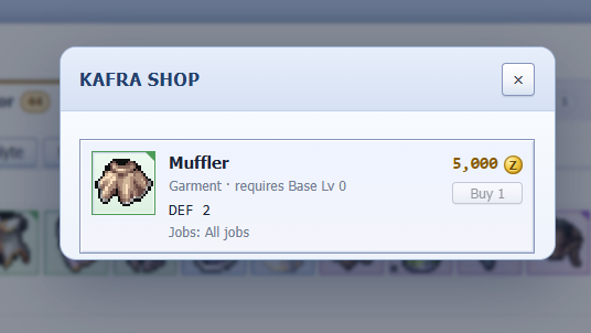 CrustHood's tweet photo. A classic piece of gear is up for grabs at the Kafra Shop! 🧥 The Muffler gives DEF 2, can be equipped by all jobs, and requires Base Lv 0. Available for just 5,000 Zeny! 💰✨ @IdleROGame https://t.co/0fKUdXNRGL