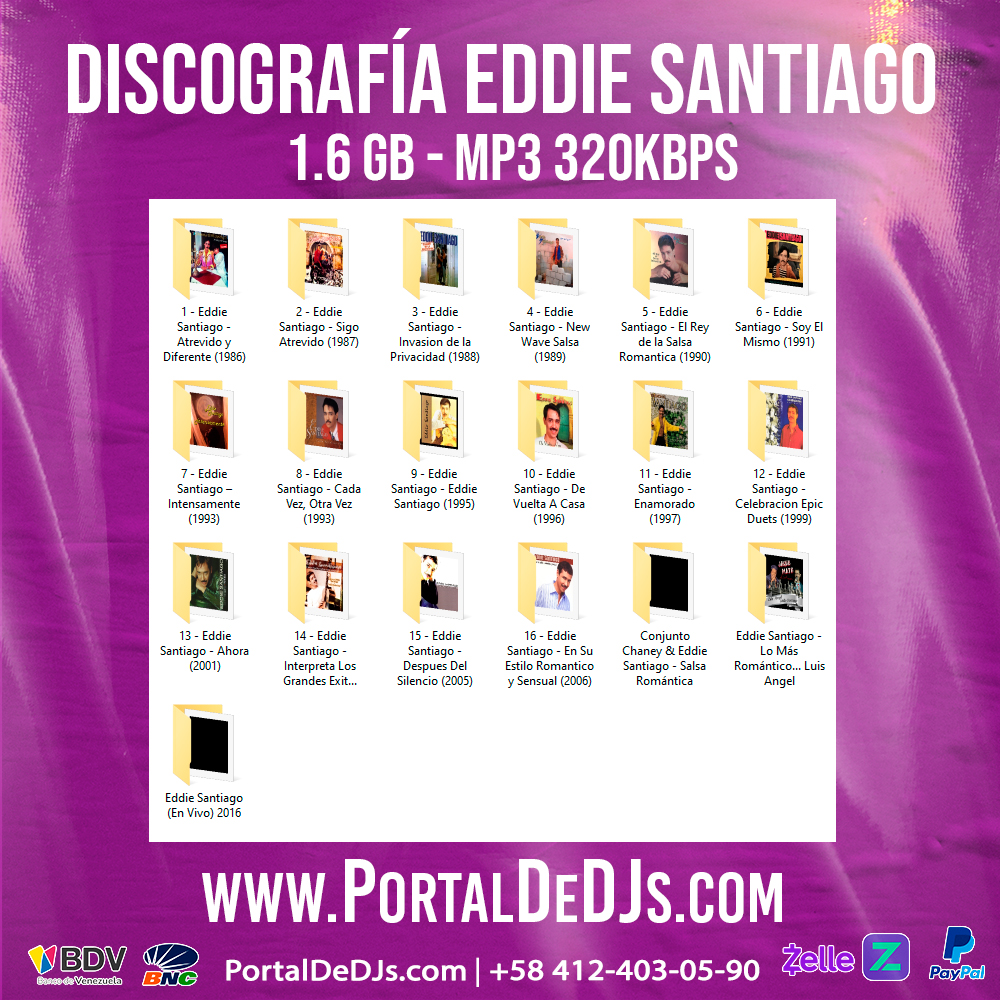 PortalDeDJs's tweet photo. 🔥 PACK SALSA: Eddie Santiago Discografía Completa 320 kbps 🔥 pack con TODOS los álbumes de Eddie Santiago en máxima calidad de audio (1.6 GB en MP3 320 kbps).

🔊 Audio original, ideal para DJs que buscan sonido potente y sin pérdidas

https://t.co/pm4o15UTIb https://t.co/bwYOSrRz2W